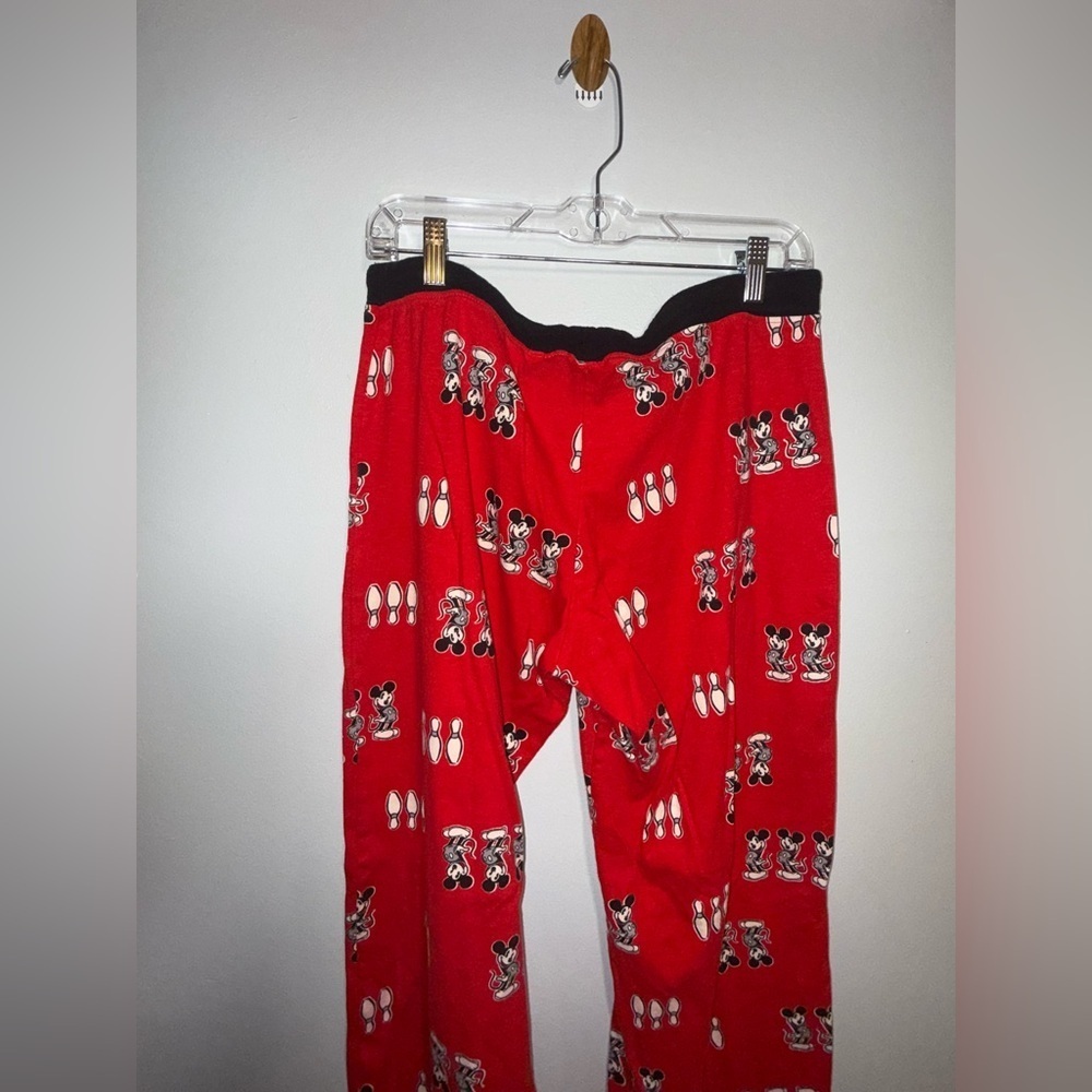 Disney Mickey Mouse Bowling Pajama Pants Size Large Red Sleepwear - Picture 2 of 4